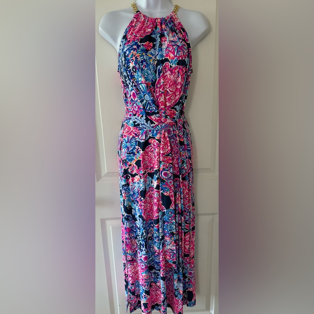 Lilly Pulitzer Pink and Blue Midi Dress